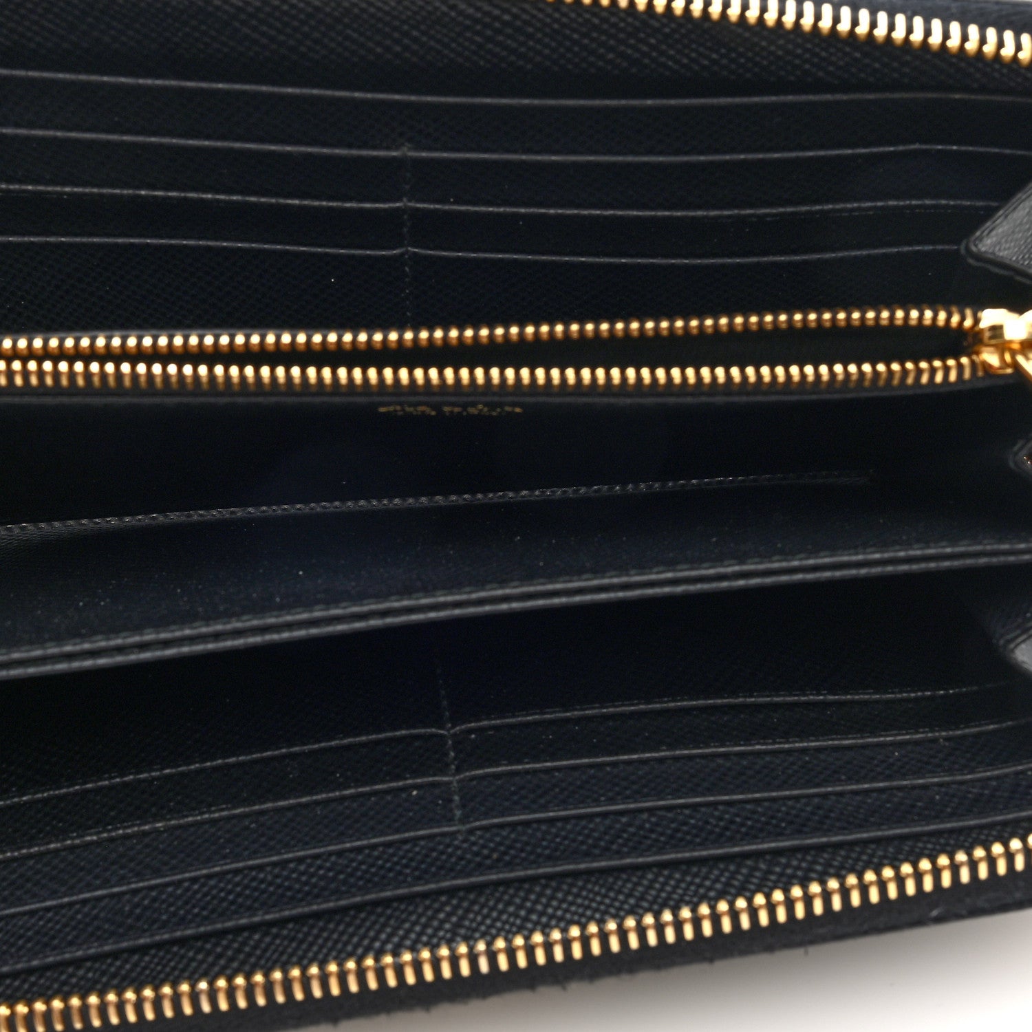 Prada Saffiano Metal Zip Around Wallet Black 5 of 6