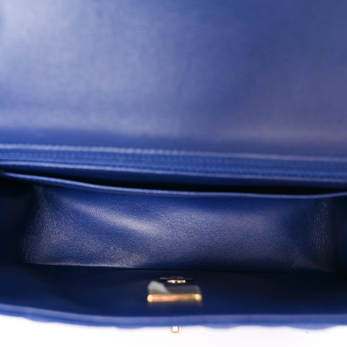Satin Quilted Mini Rectangular Flap Blue