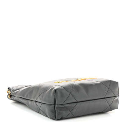 Chanel Shiny Calfskin Quilted Mini Chanel 22 Dark Grey 3 of 9