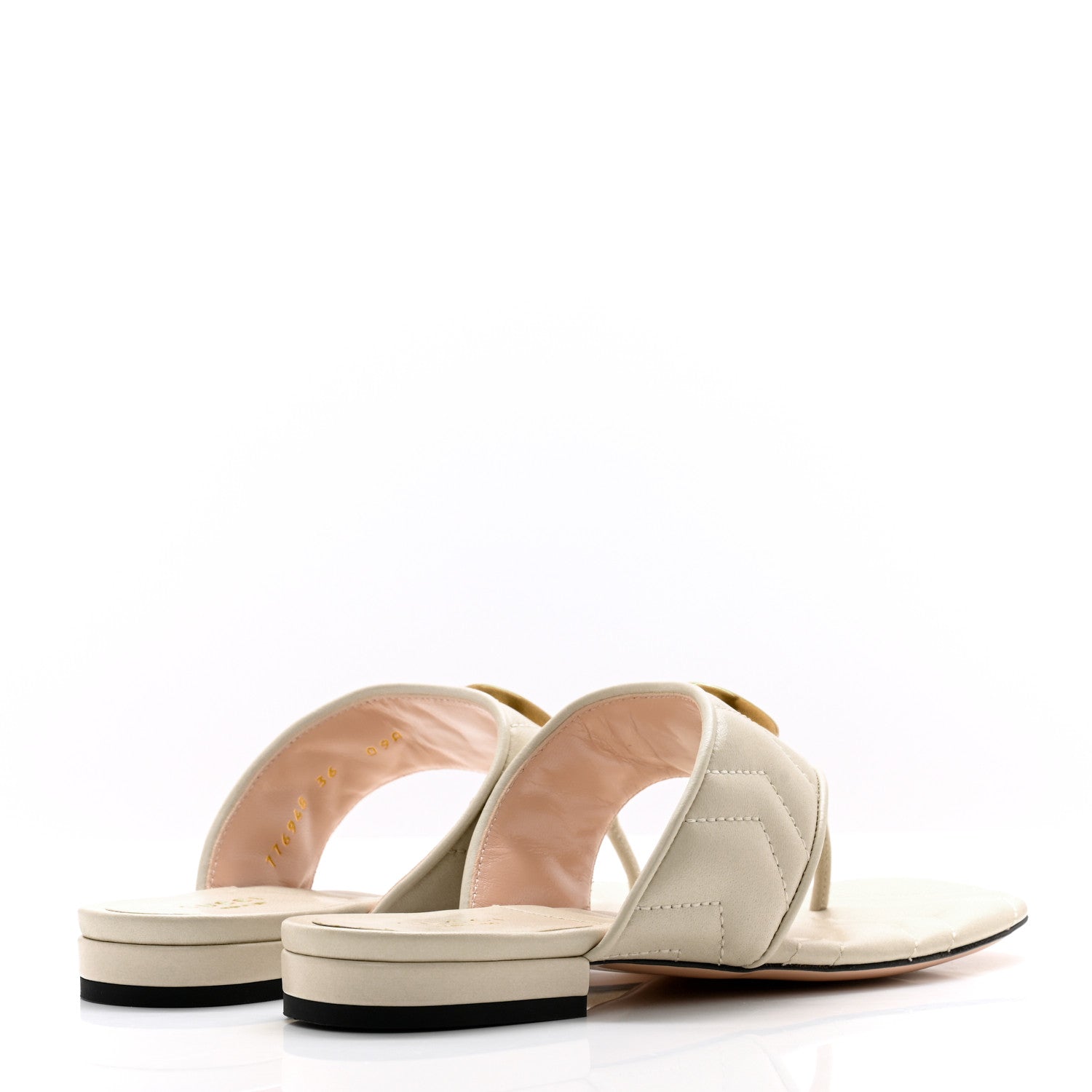 Gucci Nappa Charlotte Double G Marmont Thong Sandals 36 Mystic White 4 of 10