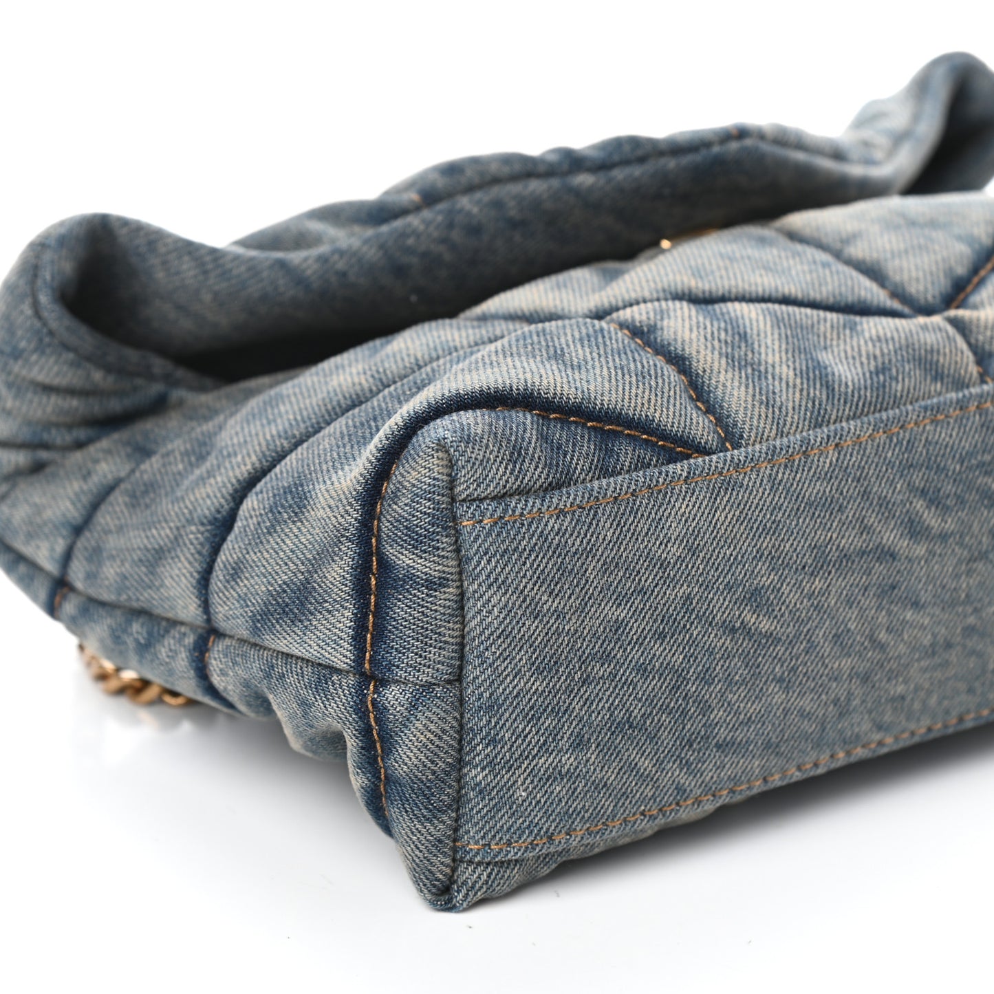 Denim Quilted Toy Loulou Puffer Monogram Chain Satchel Blue Black