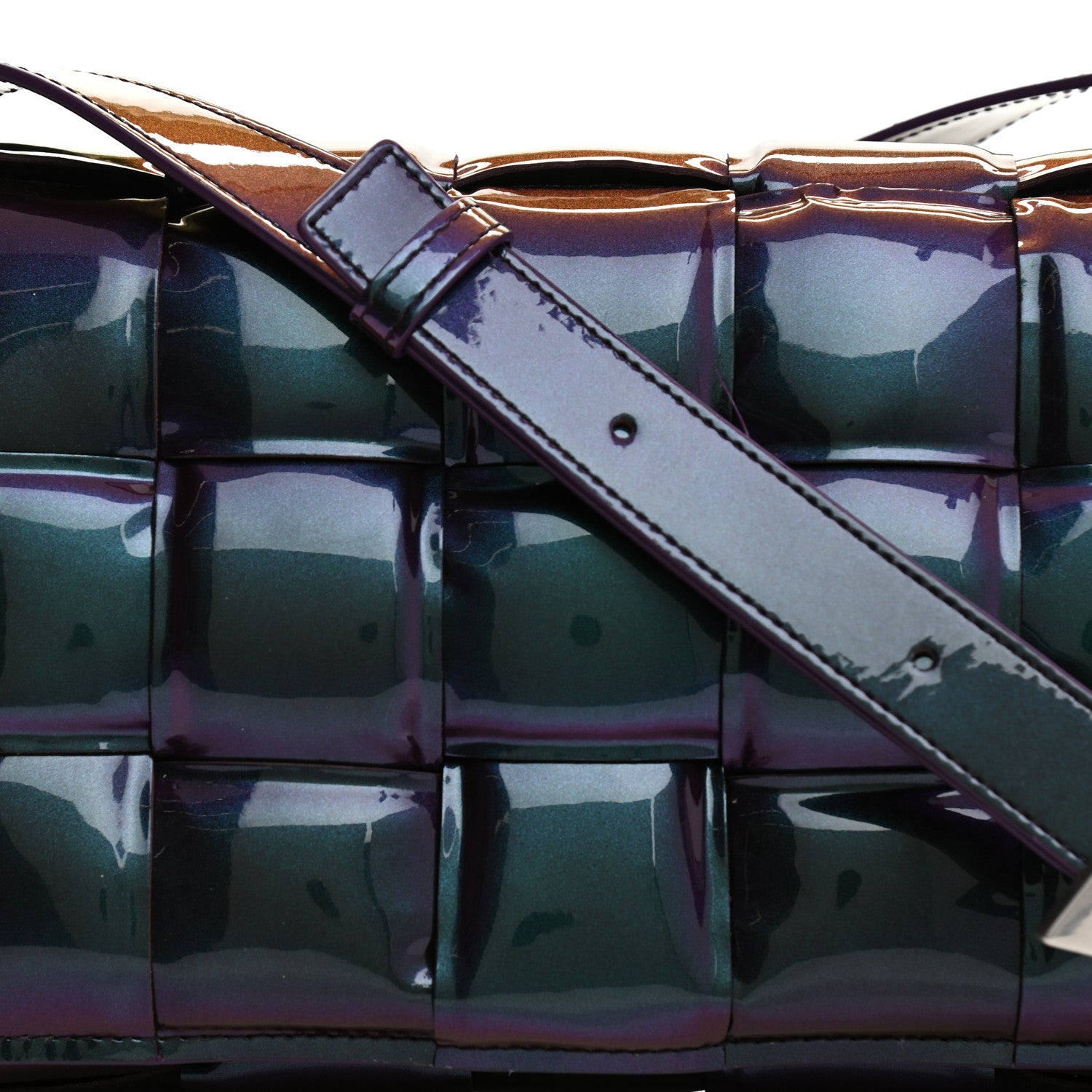Bottega Veneta Glossy Nail Polish Nappa Maxi Intreccio Padded Cassette Crossbody Bag Holographic 7 of 10