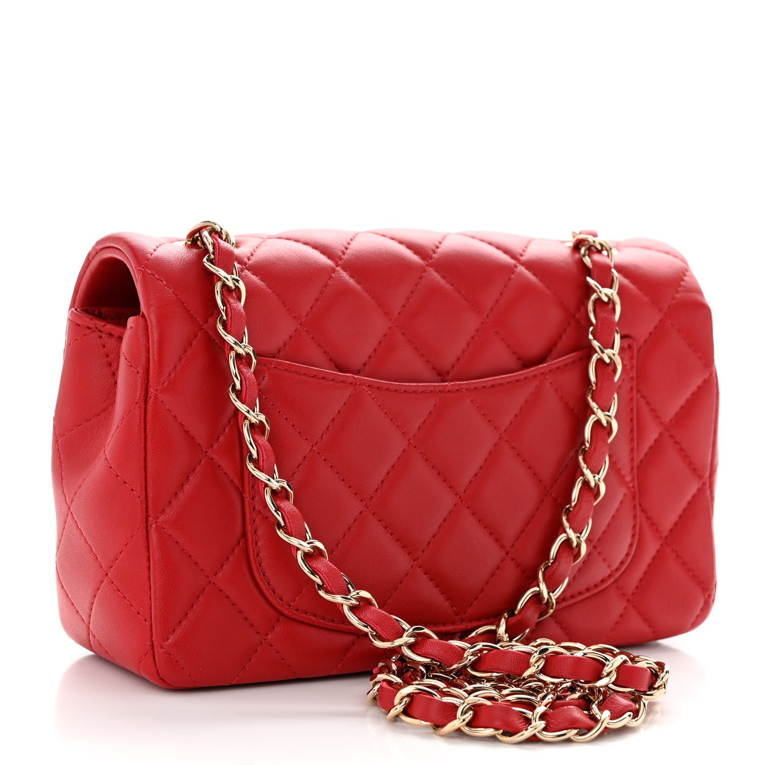 Chanel Lambskin Quilted Mini Rectangular Flap Red 3 of 12