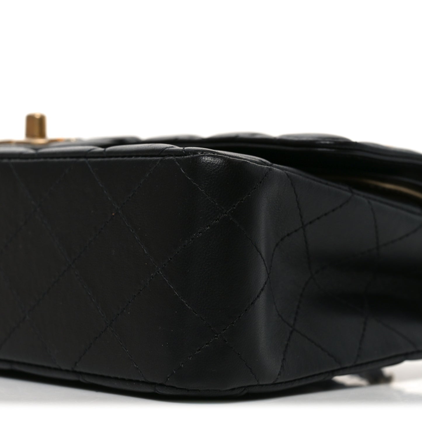 Lambskin Quilted Medium Rue Cambon Charms Double Flap Black