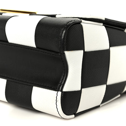Louis Vuitton Calfskin Damier Tressage Twist Shoulder Bag MM Black White 10 of 10