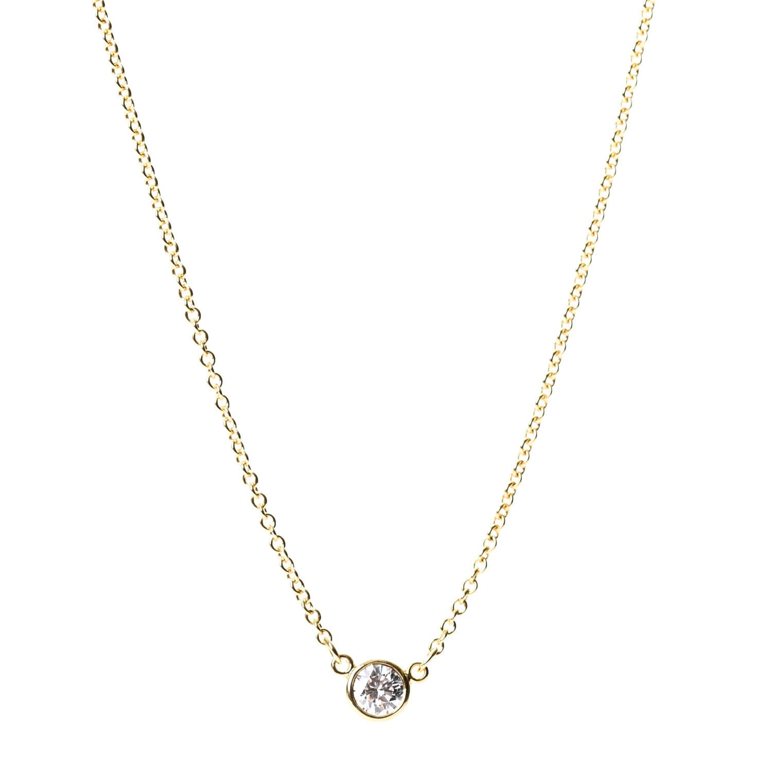 Tiffany 18K Yellow Gold Diamond .12ct Elsa Peretti Diamonds by the Yard Pendant Necklace 1 of 5