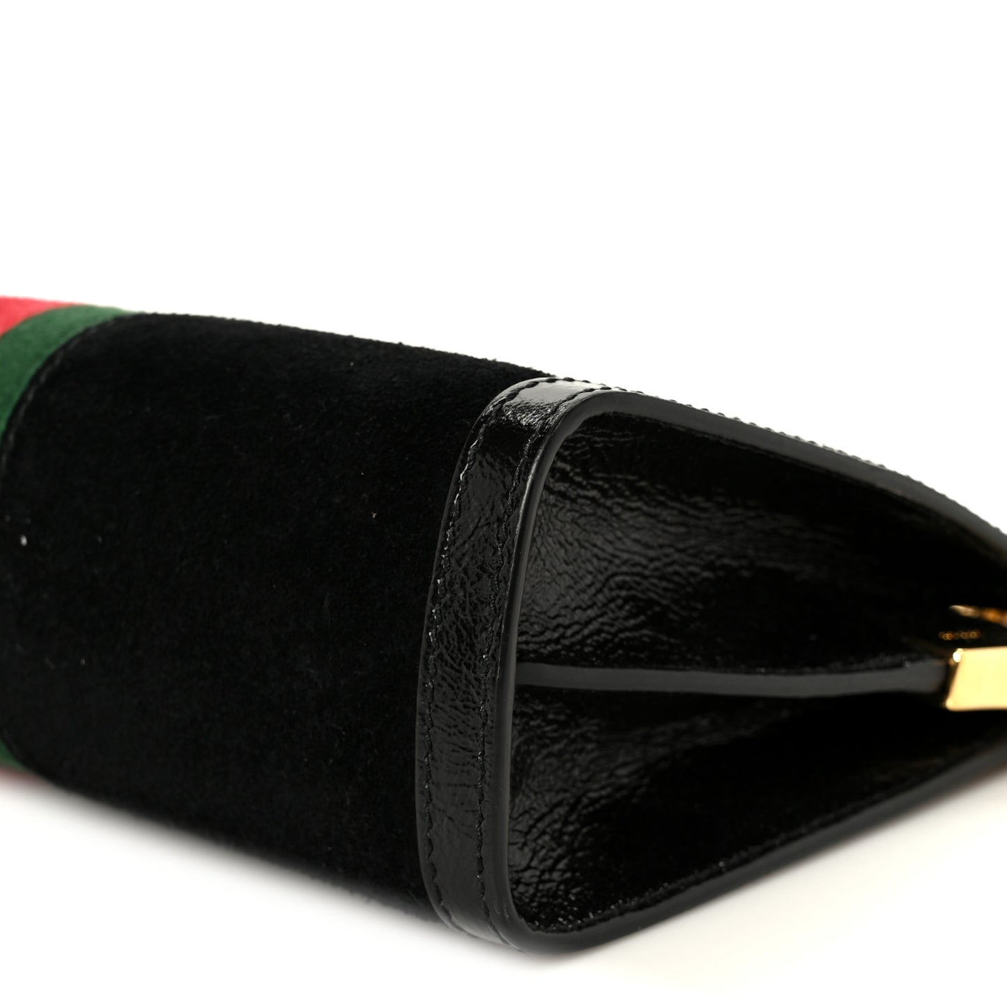 Suede Patent Web Small Ophidia Chain Shoulder Bag Black