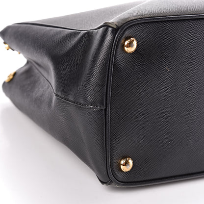 Prada Saffiano Lux Bi-Color Medium Tote Mercurio Black 8 of 21