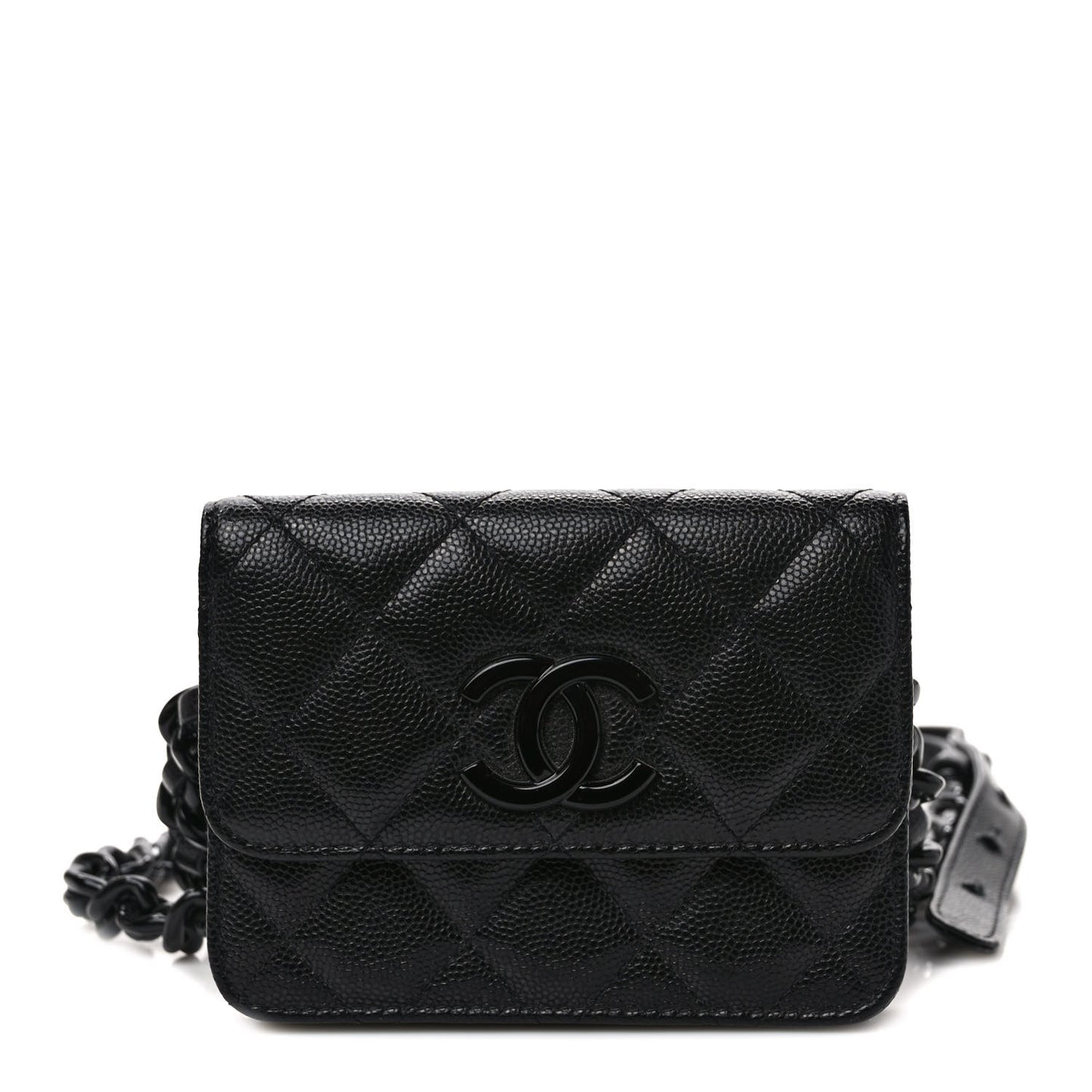 Caviar Quilted My Everything Belt Flap Card Holder Black