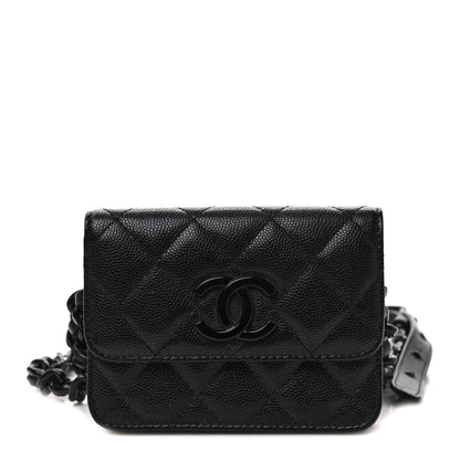 Chanel Caviar Quilted My Everything Belt Flap Card Holder Black 1 of 8