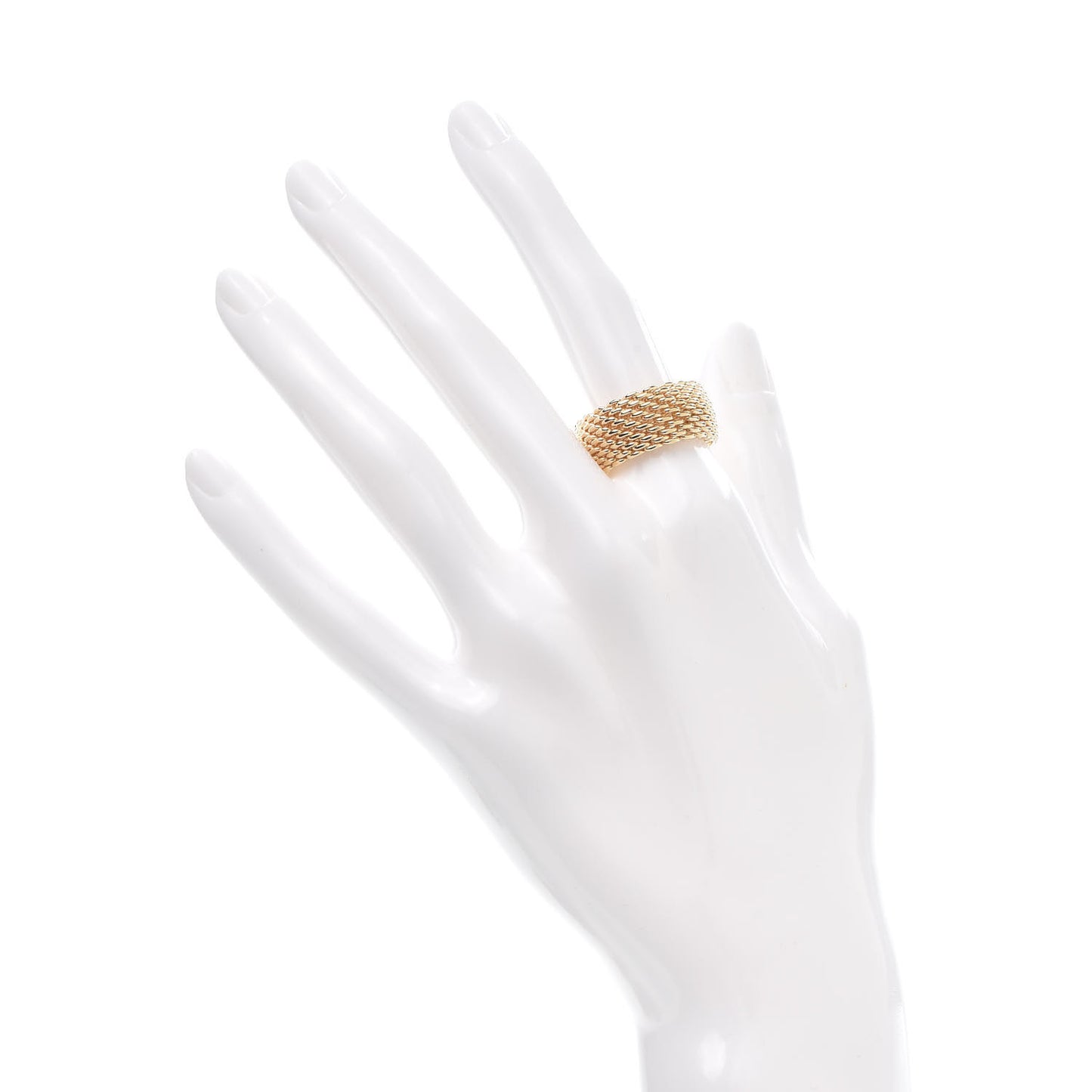 18K Yellow Gold Wide Somerset Mesh Ring 56 7.5