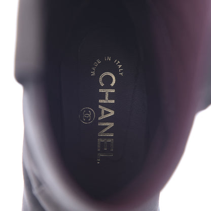 Chanel Suede Calfskin CC Cap Toe Boots 38.5 Black Brown 7 of 10