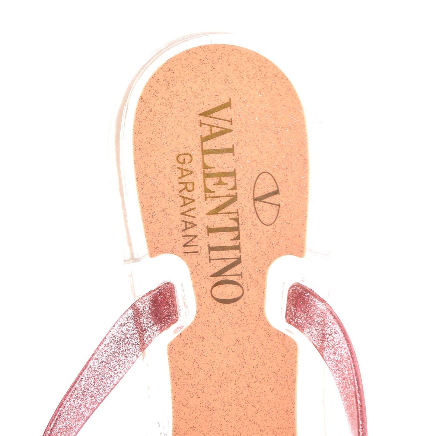 PVC Jelly Glitter Rockstud Bow Thong Sandals 37 Pink