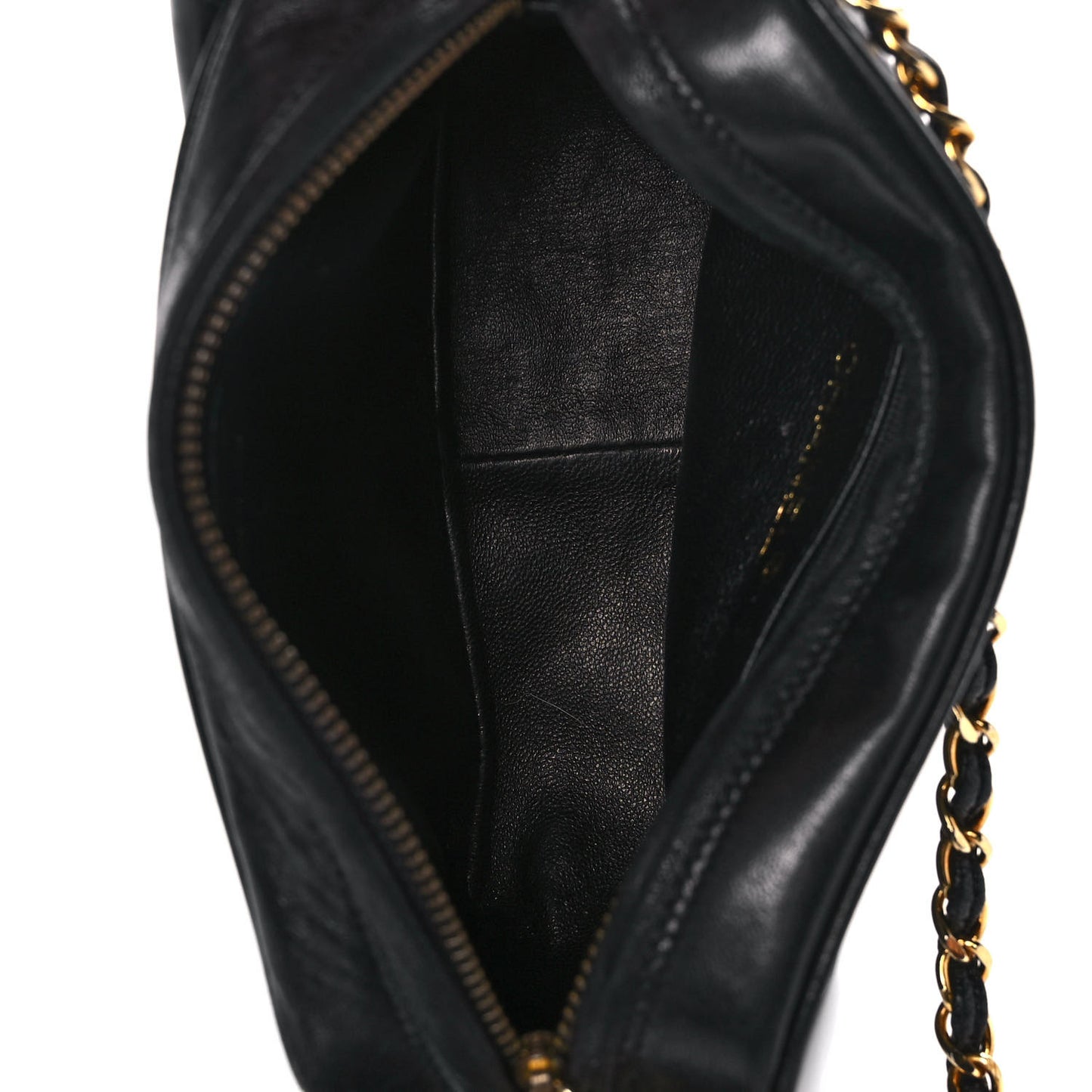 Lambskin Quilted CC Tassel Flap Camera Case Black