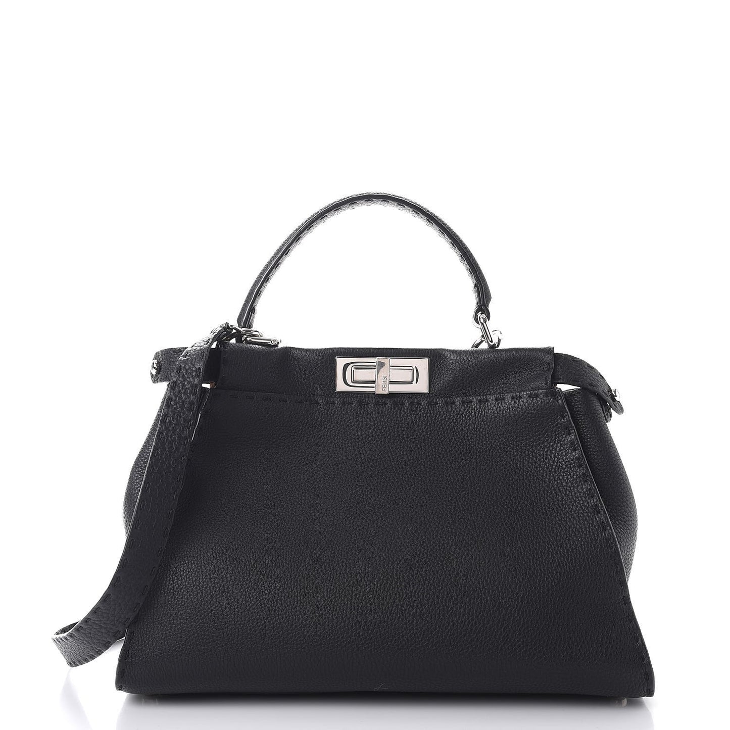 Cuoio Romano Selleria Bi-Color Medium Peekaboo Iconic Satchel Black Mou