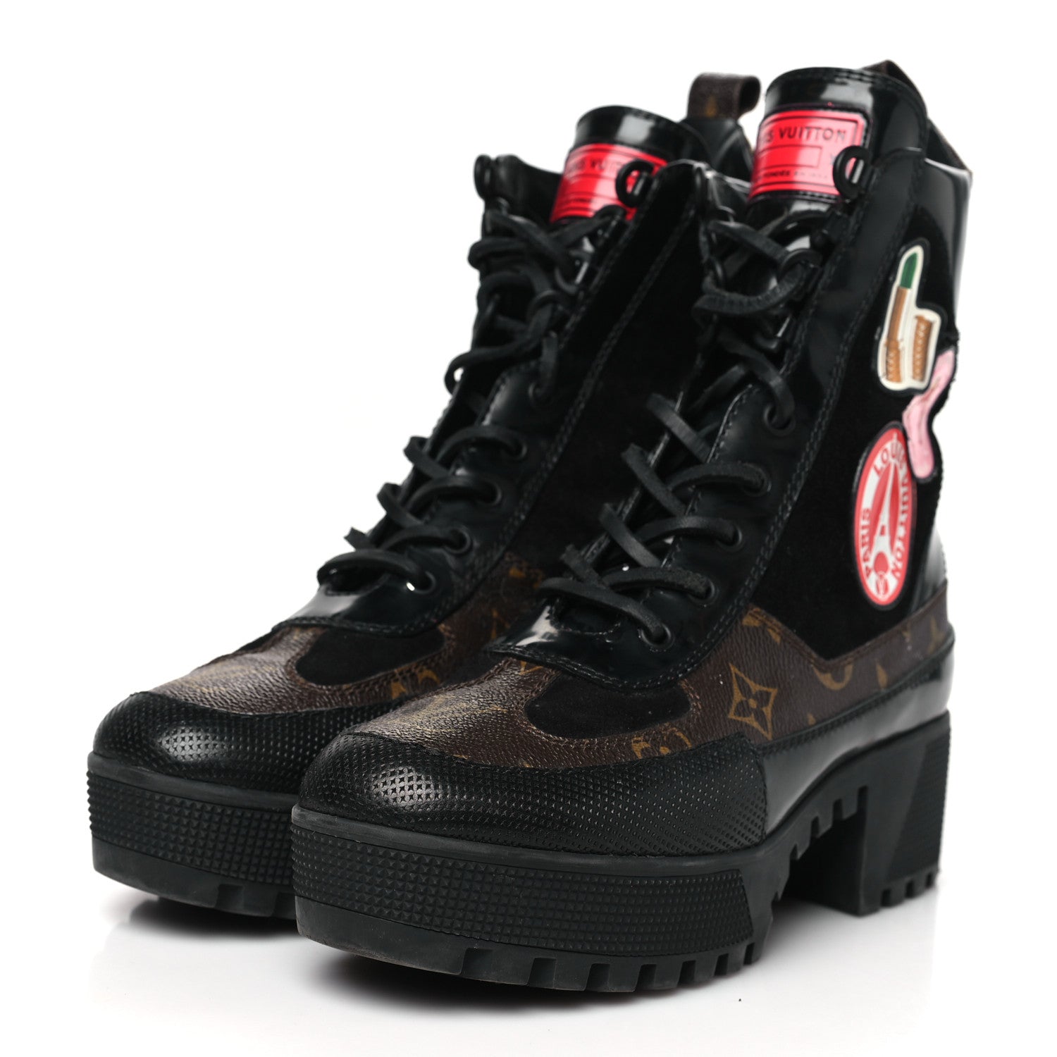 Louis Vuitton Suede Calfskin Monogram World Tour Platform Desert Boots 38 Black 4 of 8