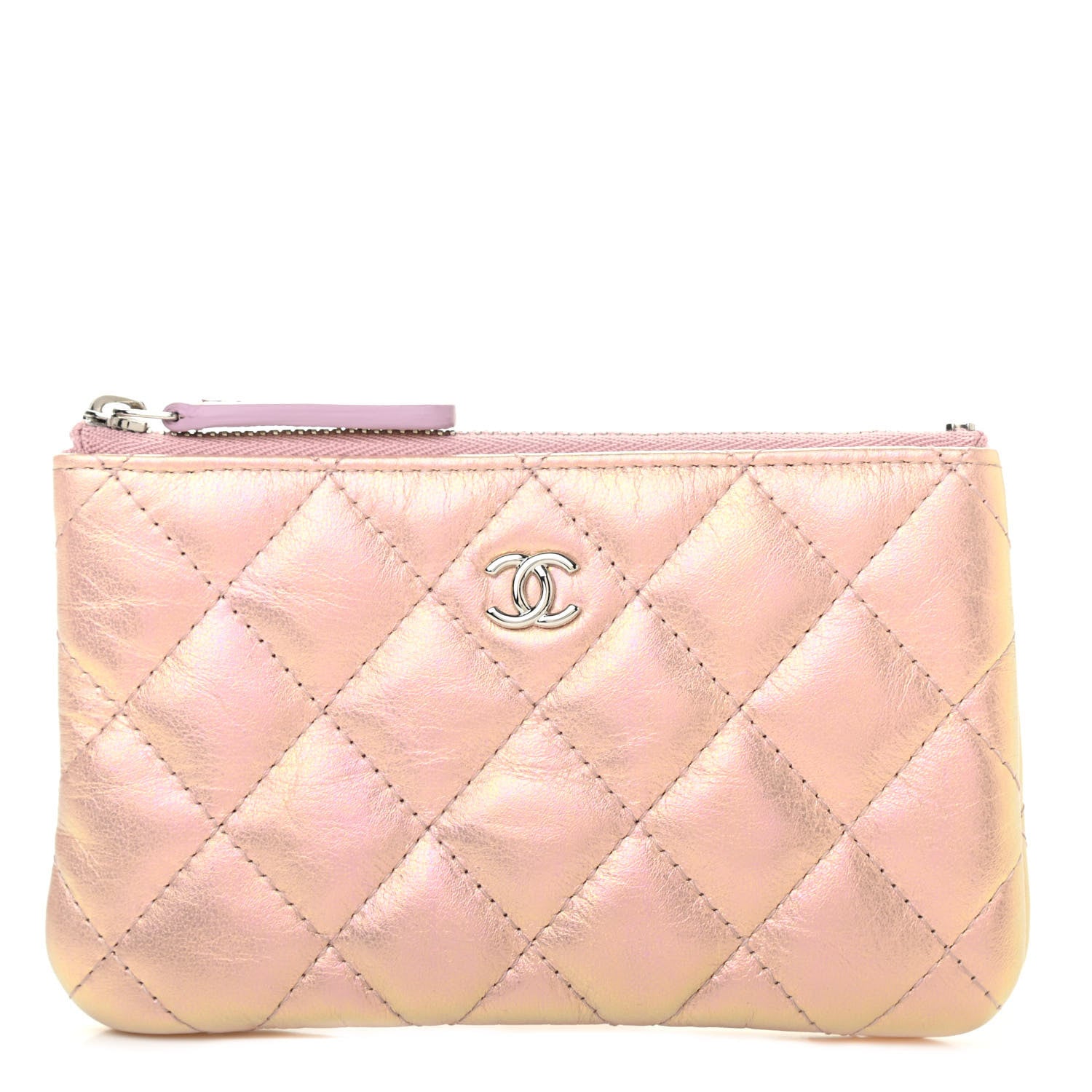 Chanel Iridescent Calfskin Quilted Small Cosmetic Case Pink 1 of 7