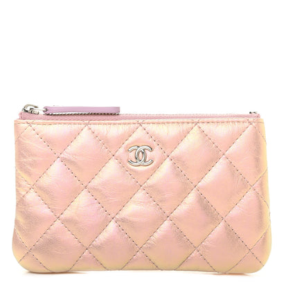 Chanel Iridescent Calfskin Quilted Small Cosmetic Case Pink 1 of 7