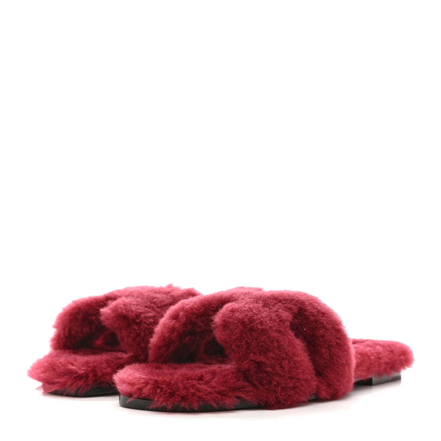 Hermes Woolskin Oran Sandals 39.5 Rouge H 4 of 9