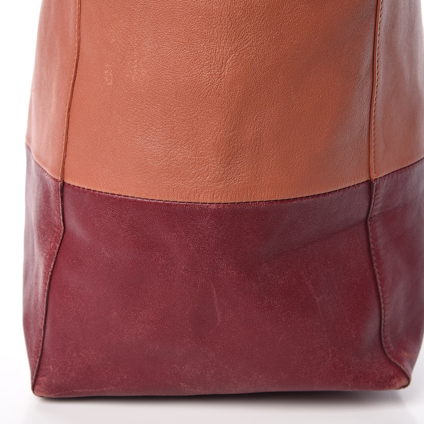 Lambskin Horizontal Bi-Color Cabas Peach Rust