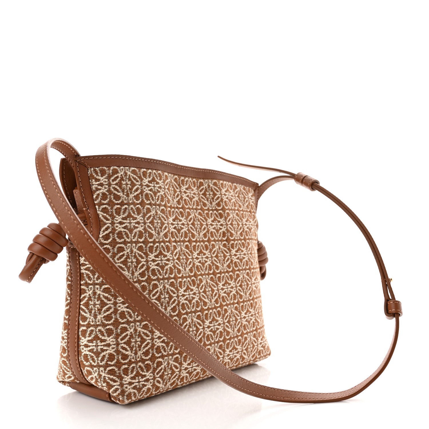 Loewe Jacquard Anagram Calfskin Mini Flamenco Knot Clutch Tan Pecan 3 of 9