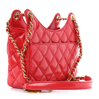 Chanel Shiny Crumpled Calfskin Quilted Small Wavy CC Hobo Red 3 of 11