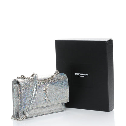Saint Laurent Metallic Crackled Calfskin Monogram Sunset Chain Wallet Star Light 9 of 9