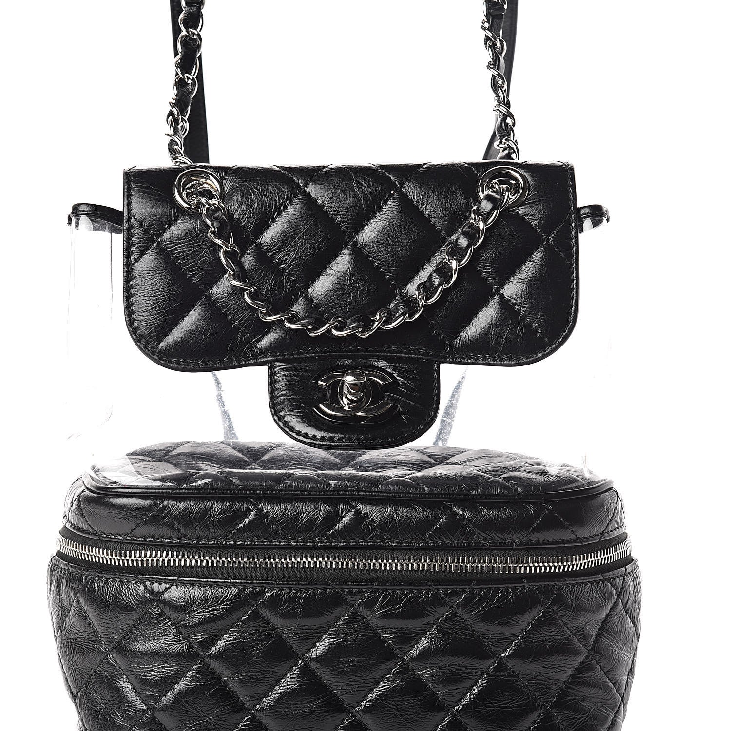 Chanel Crumpled Calfskin PVC Quilted Backpack Black 7 of 12