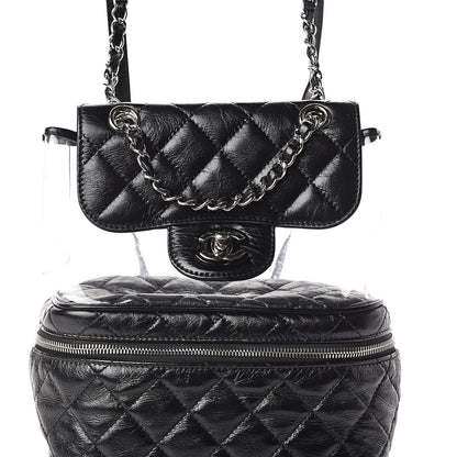 Chanel Crumpled Calfskin PVC Quilted Backpack Black 7 of 12