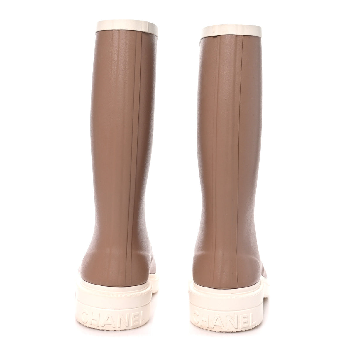 Chanel Caoutchouk CC High Boots 36 Beige White 5 of 8