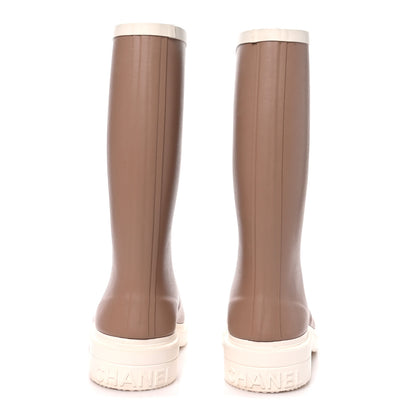 Chanel Caoutchouk CC High Boots 36 Beige White 5 of 8