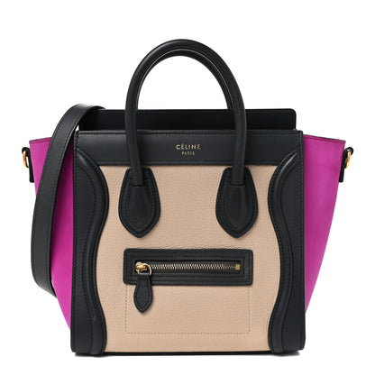 Celine Baby Grained Calfskin Nubuck Nano Tri-Color Luggage Fuchsia 1 of 26