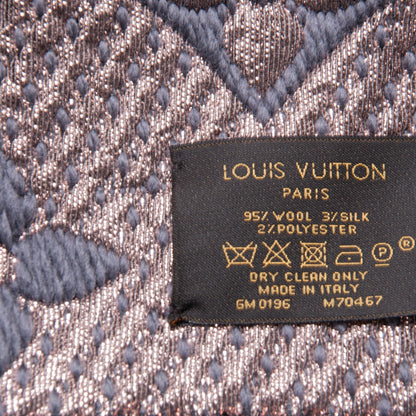 Louis Vuitton Wool Silk Logomania Shine Scarf Grey 4 of 4