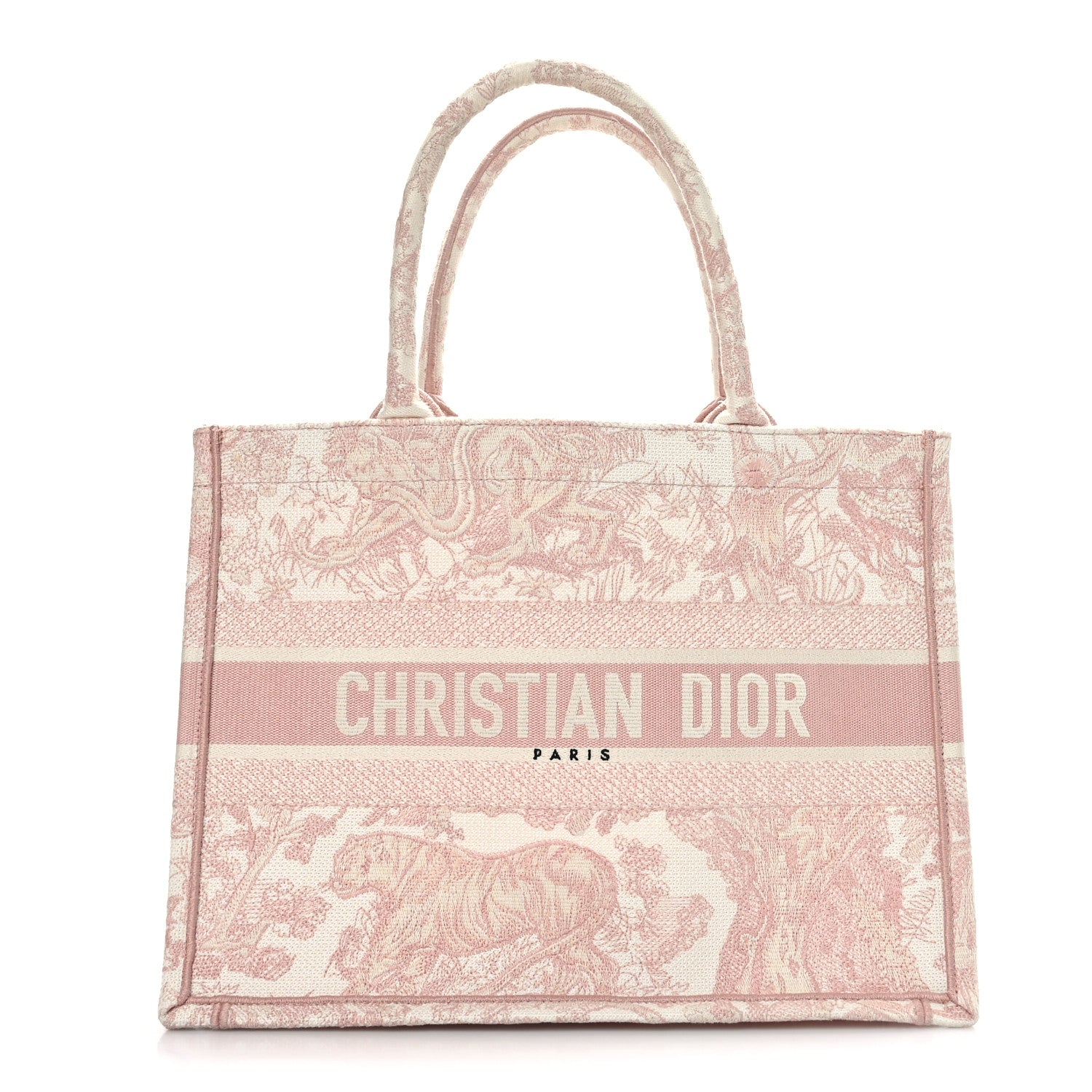 Christian Dior Canvas Toile De Jouy Embroidered Medium Book Tote Pink 1 of 8