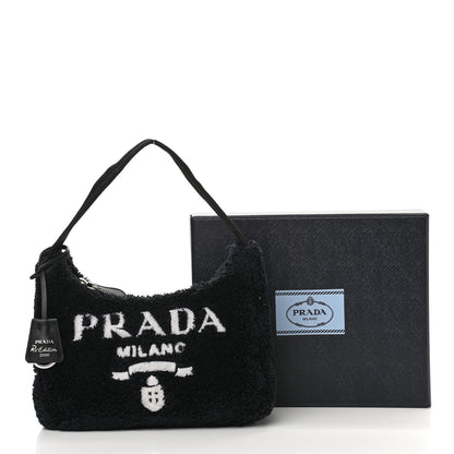 Prada Terry Cloth Mini Re-Edition 2000 Bag Black White 11 of 11