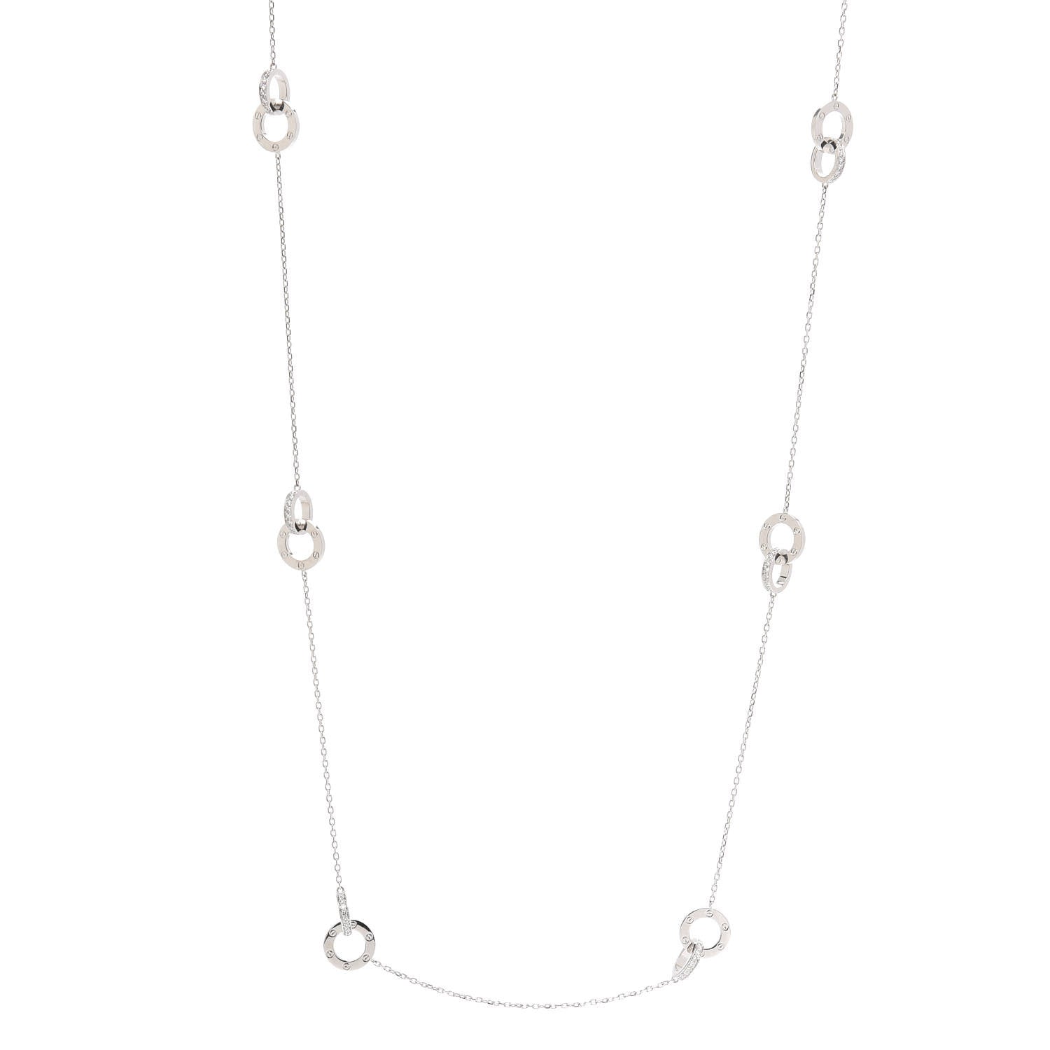 Cartier 18K White Gold Diamond LOVE Long Station Necklace 1 of 6