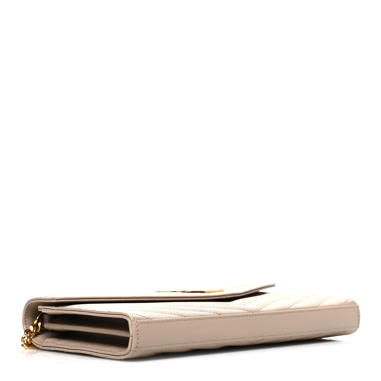 Saint Laurent Grain De Poudre Matelasse Chevron Monogram Chain Wallet Nude Powder 4 of 9