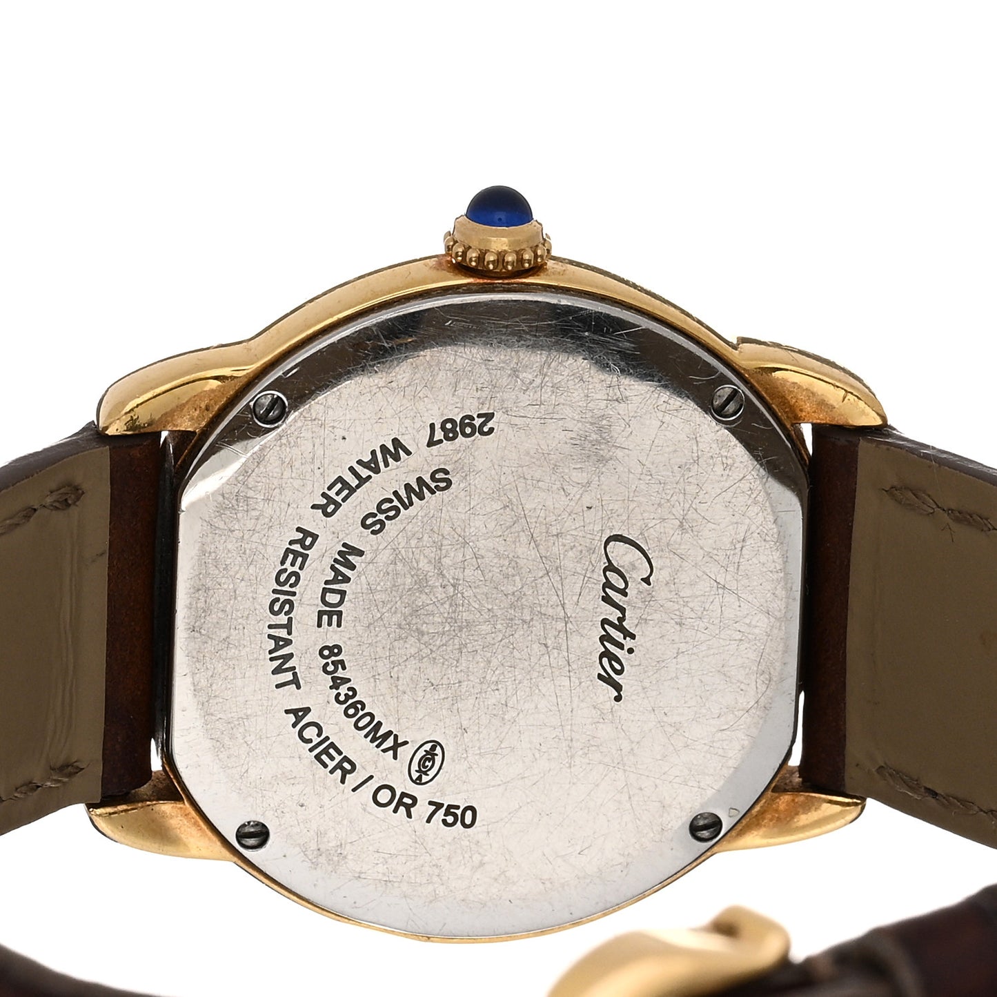 Stainless Steel 18K Yellow Gold Alligator 29mm Ronde Solo Quartz Watch Brown