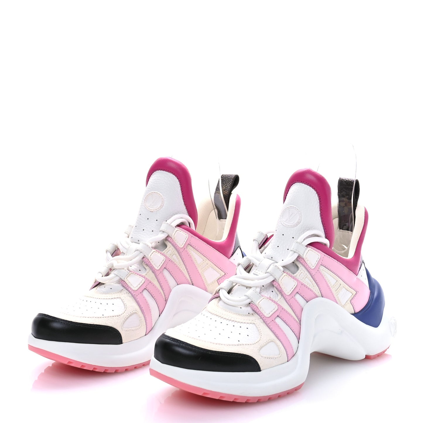 Calfskin Technical Nylon LV Archlight Sneakers 40 White Pink Blue