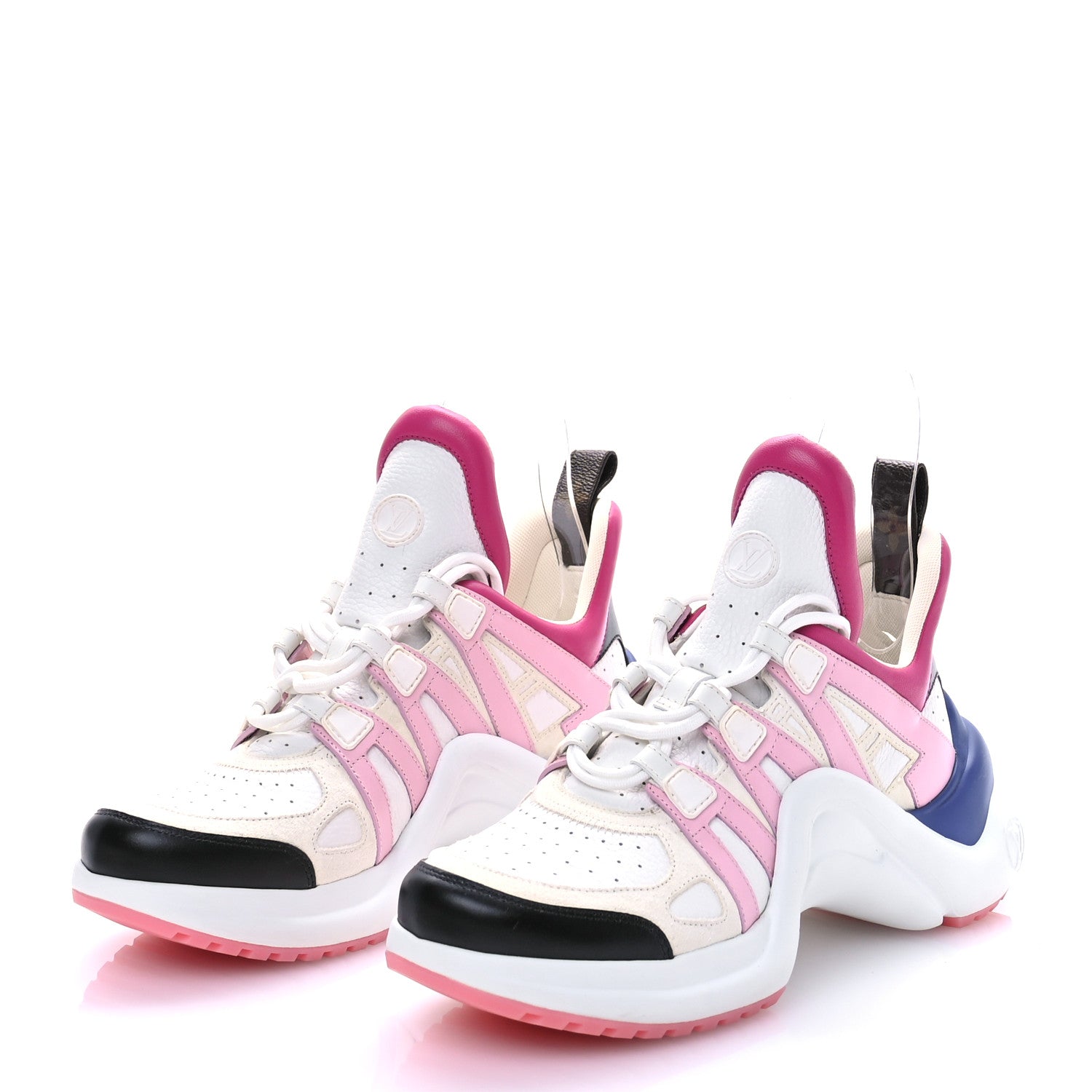 Louis Vuitton Calfskin Technical Nylon LV Archlight Sneakers 40 White Pink Blue 3 of 8