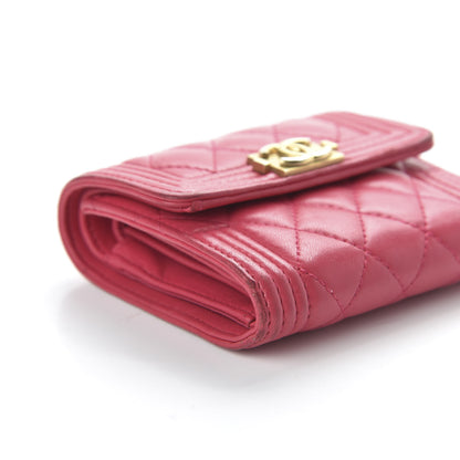 Chanel Lambskin Quilted Compact Boy Wallet Fuchsia 6 of 12