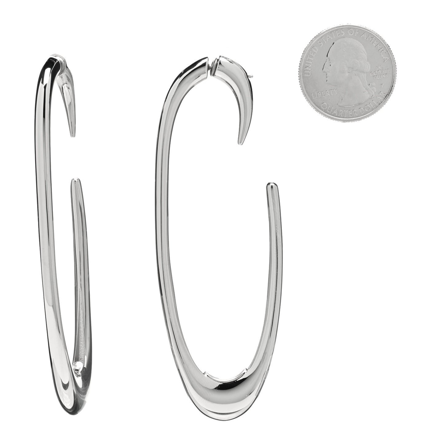 Metal Large Pointed Hoop Earrings Silver