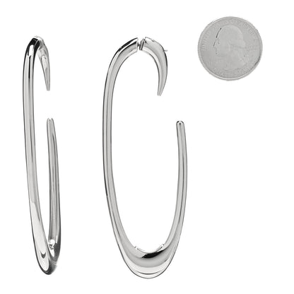 Saint Laurent Metal Large Pointed Hoop Earrings Silver 2 of 4