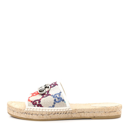 Gucci Linen Psychedelic Mini GG Monogram Slide Sandals 40 Multicolor 1 of 10