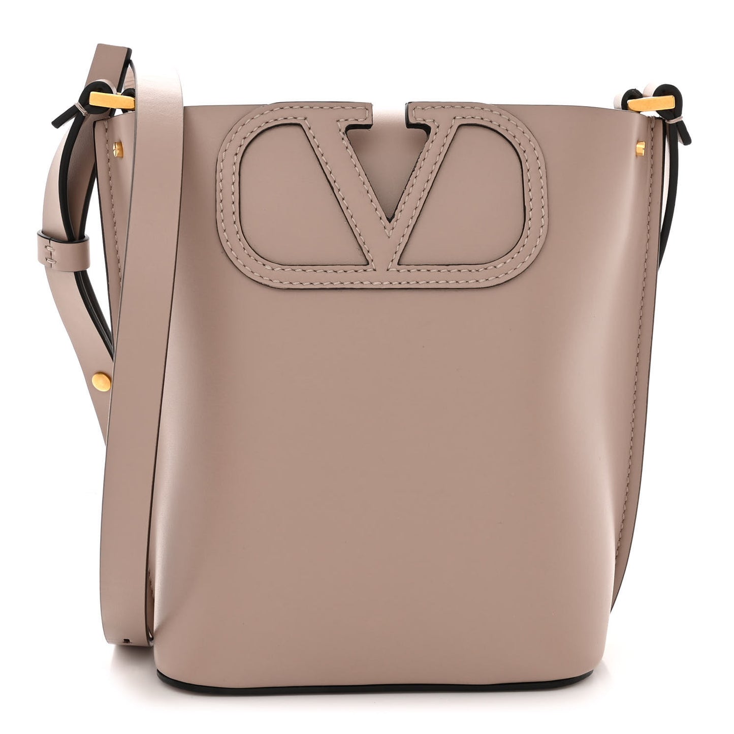 Calfskin Vlogo Bucket Bag Poudre