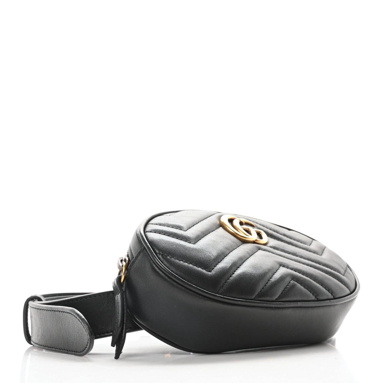 Gucci Calfskin Matelasse GG Marmont Belt Bag 75 30 Black 4 of 11