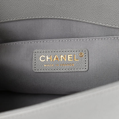 Chanel Caviar Quilted Medium Boy Flap Light Grey 6 of 10