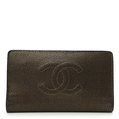 Chanel Metallic Caviar Timeless CC Yen Wallet Gold 1 of 10