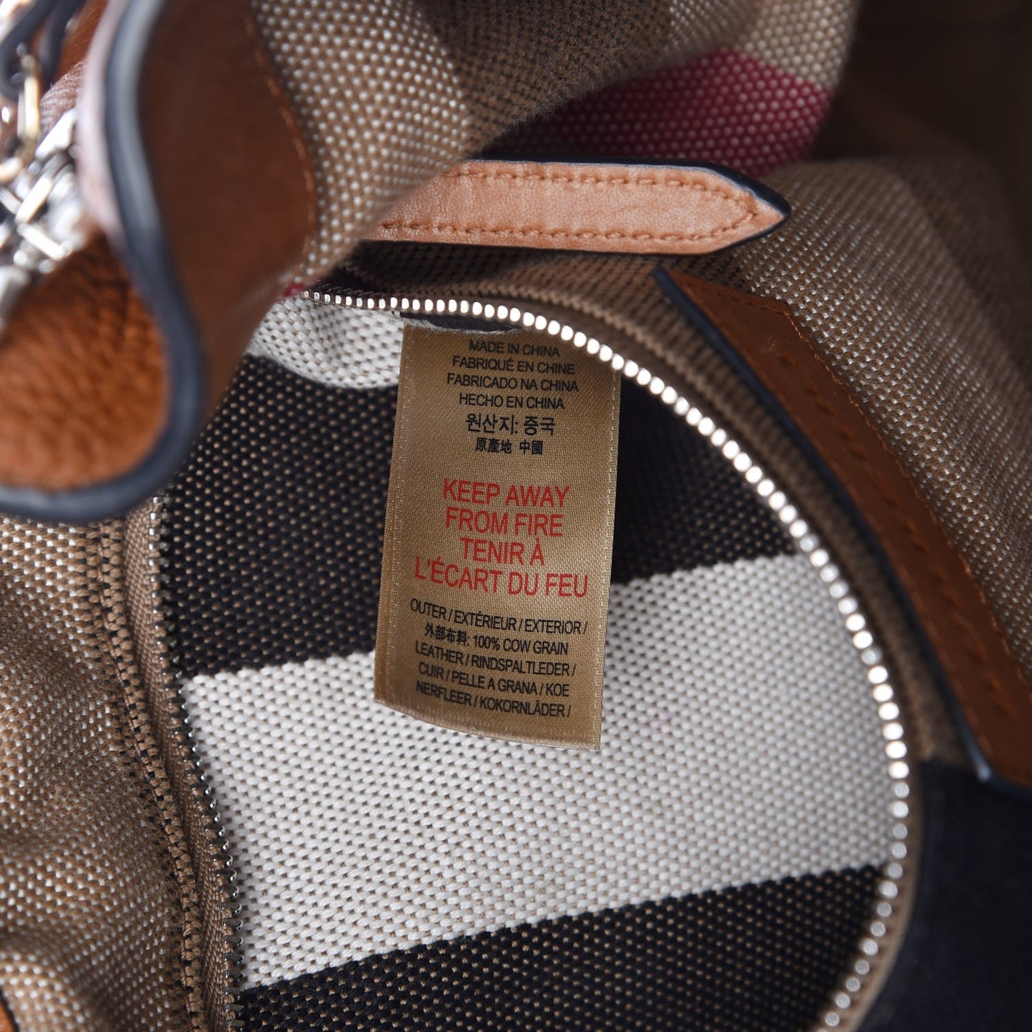 Grainy Calfskin House Check Medium Maidstone Tan