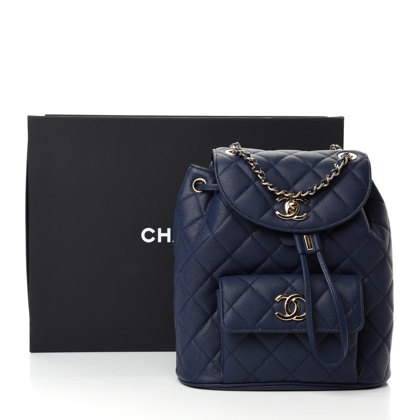 Caviar Quilted Backpack Bag Navy